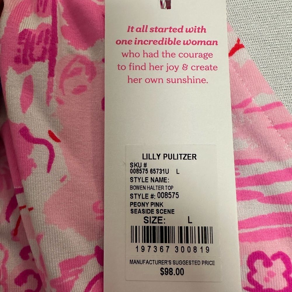 NWT Lilly Pulitzer Pink and White Floral Top - Picture 4 of 4